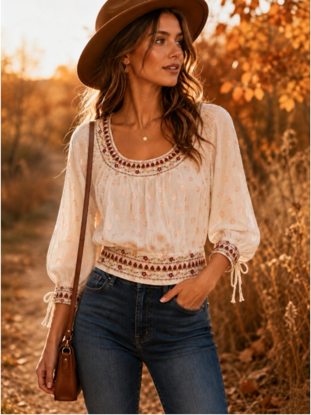 By Anthropologie Ivory Metallic Embroidered Beaded Crop Blouse Women’s XS